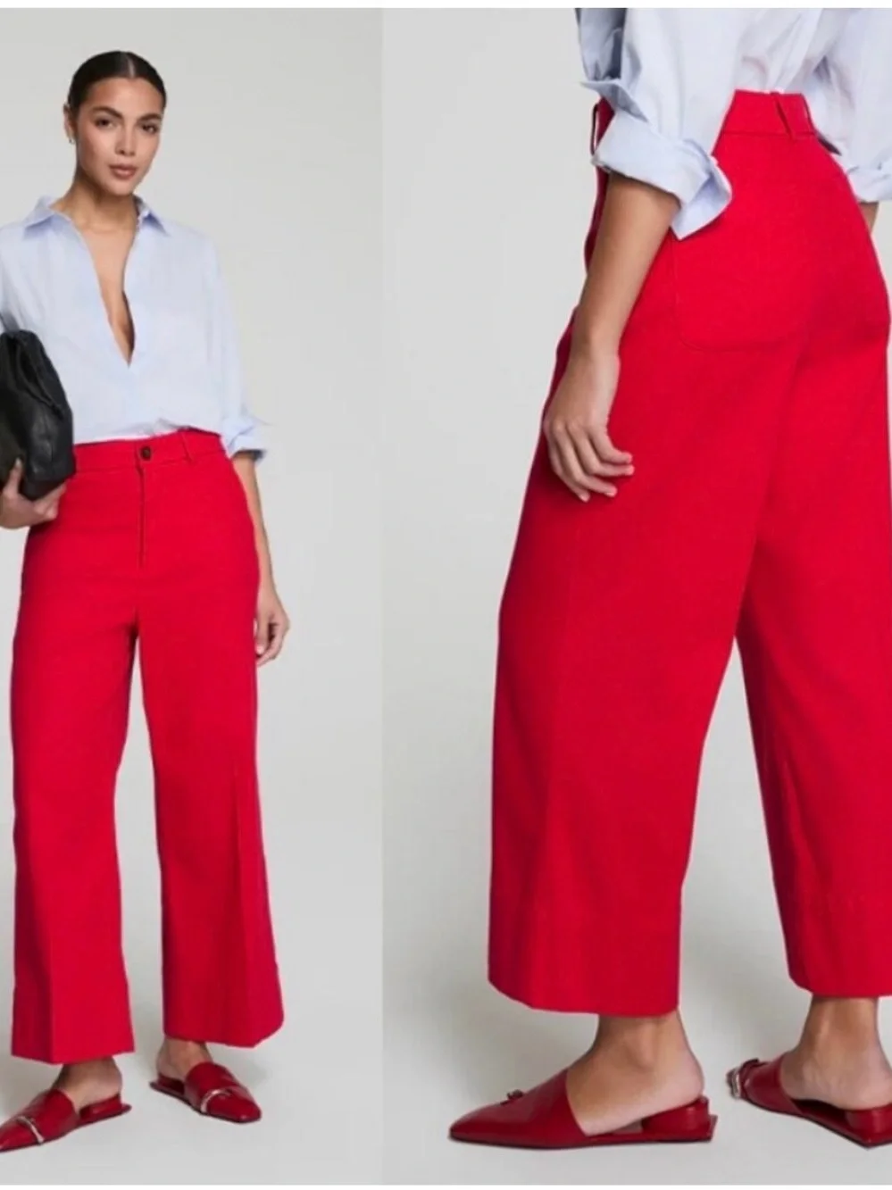 Spanx supersmooth Stretch Twill Cropped Wide Leg Pants - Red - Picture 1 of 7